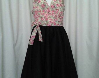 Vintage inspired halterneck dress with full circle skirt