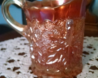carnival glass maple leaf marigold creamer