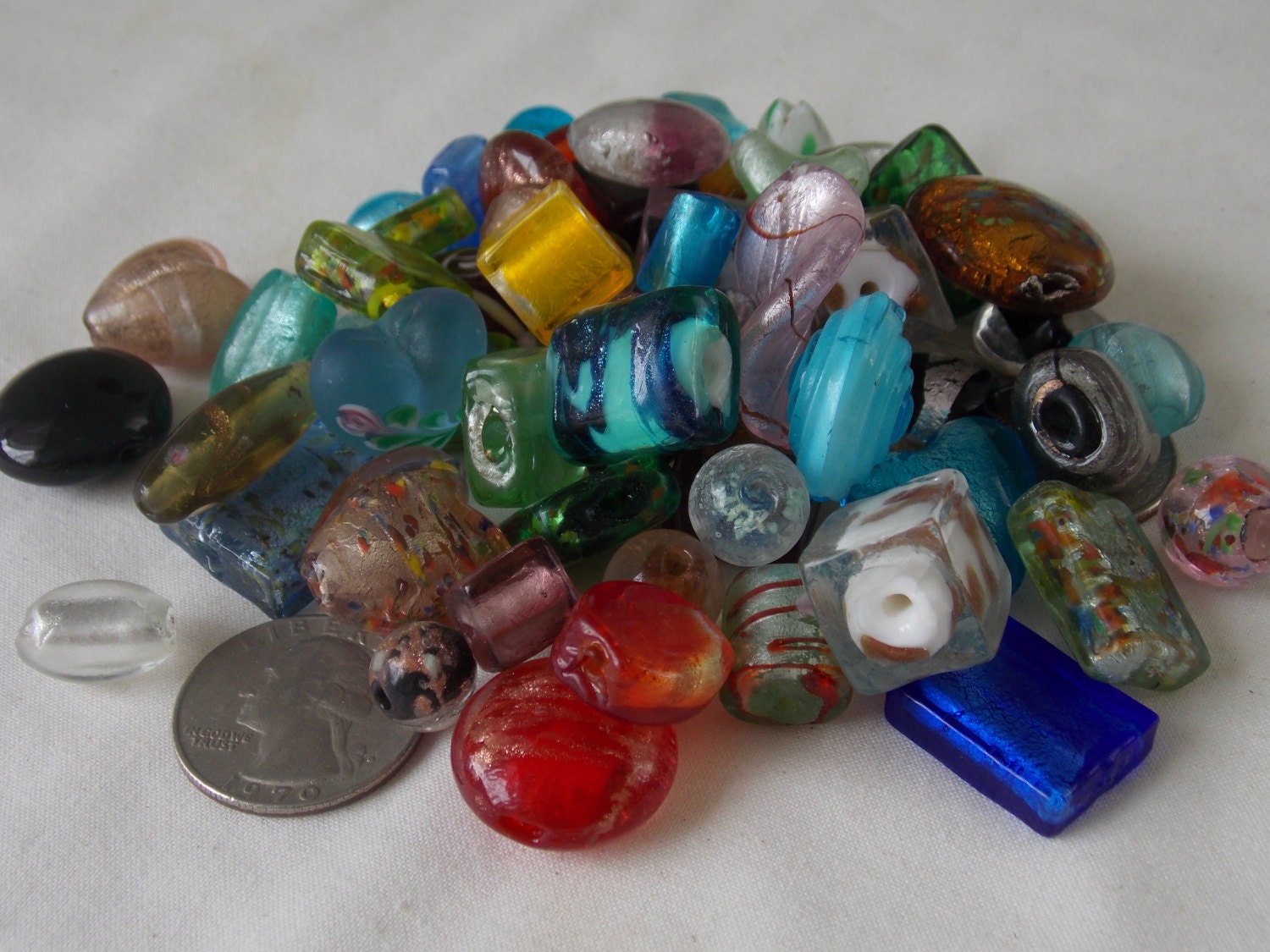 Glass Bead Assortment Assorted Shapes Sizes Colors BD7