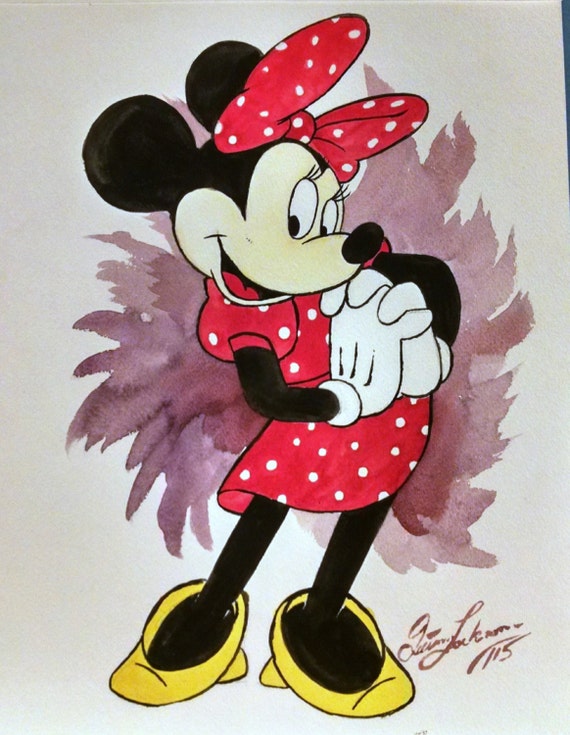 watercolor painting print Disney's Minnie Mouse