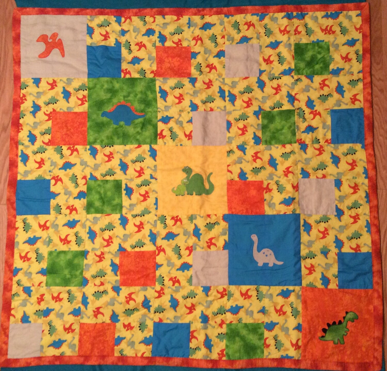 Baby Blanket Boy Dinosaur Decor Patchwork Quilt Baby Quilt
