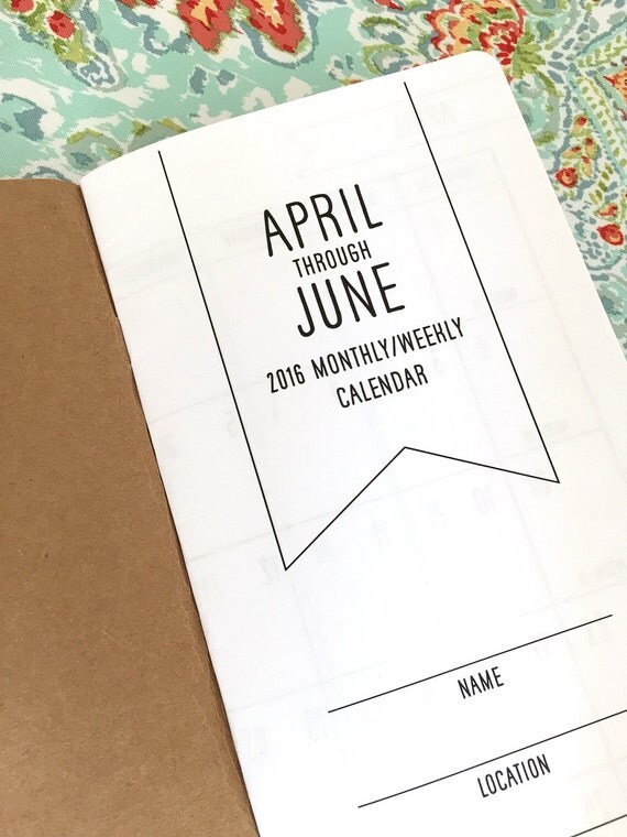 2016 2nd Quarter MONTHLY/WEEKLY Dated by YellowPaperHouse on Etsy
