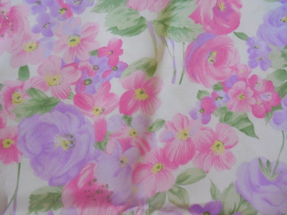 Hi Fashion Fabrics Pink & Lavender Floral Polyester Charmeuse