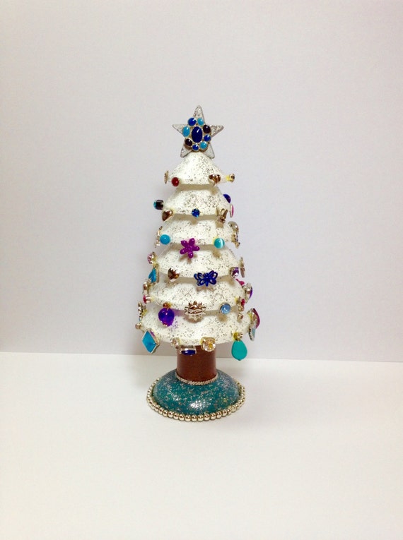 christmas tree with earring ornaments turquoise white christmas tree with earring ornaments turquoise white