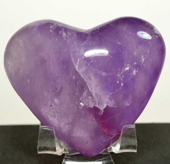 68mm Purple Amethyst Puffy Heart Natural Quartz Reiki by HQRP