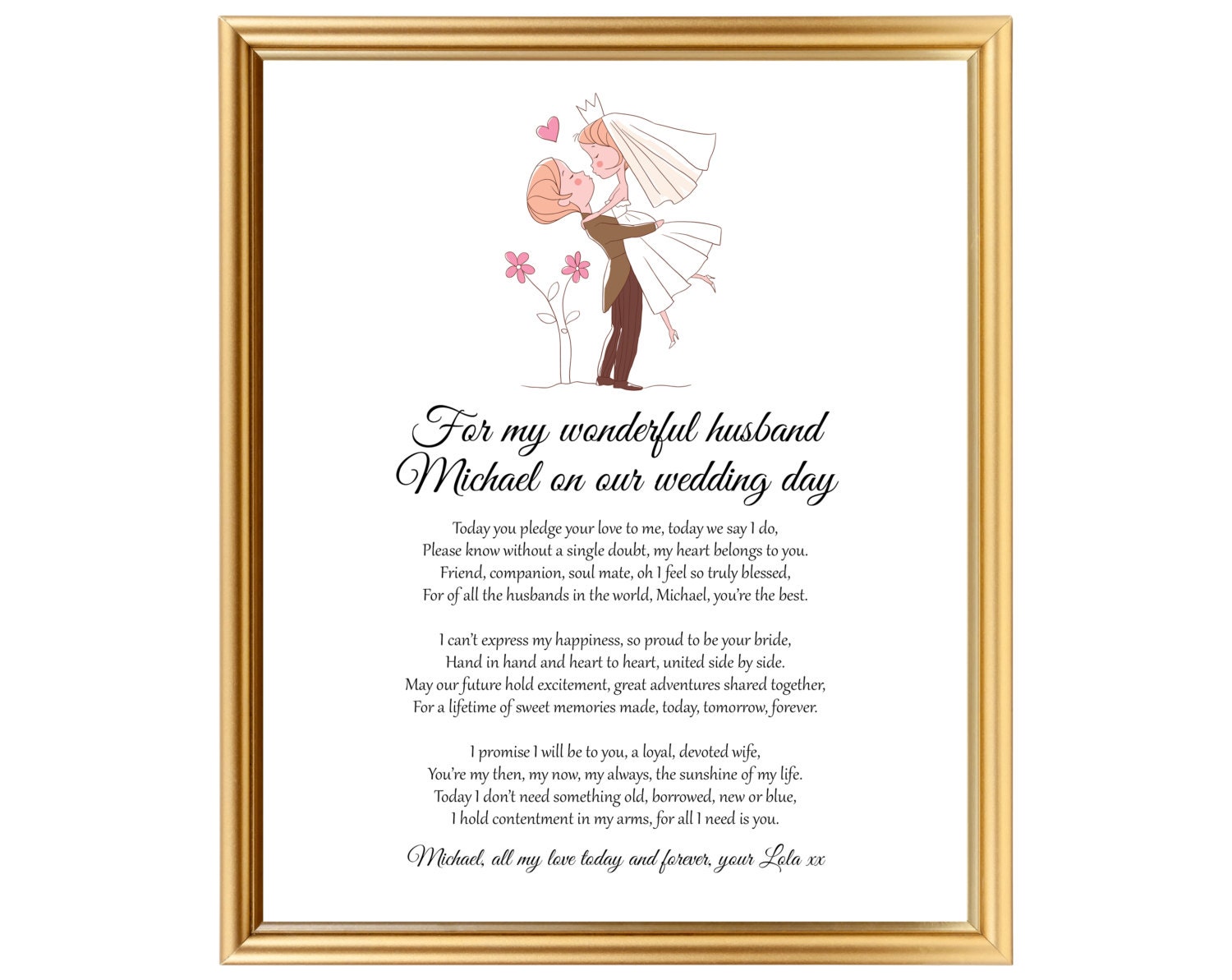 Poem for Groom from Bride Groom gift Gift for Groom