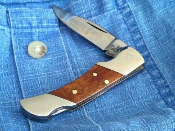 Vintage Queen Cutlery Mini Hunter Lock Back Pocket Knife 1981