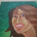 Vintage 1970's Painting Of a Lady with Green Background