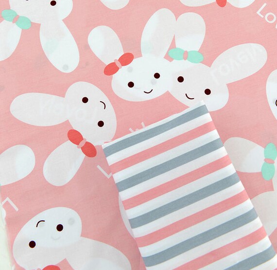The Bunny Rabbit Cotton Fabric Twill Quilting Fabric Baby