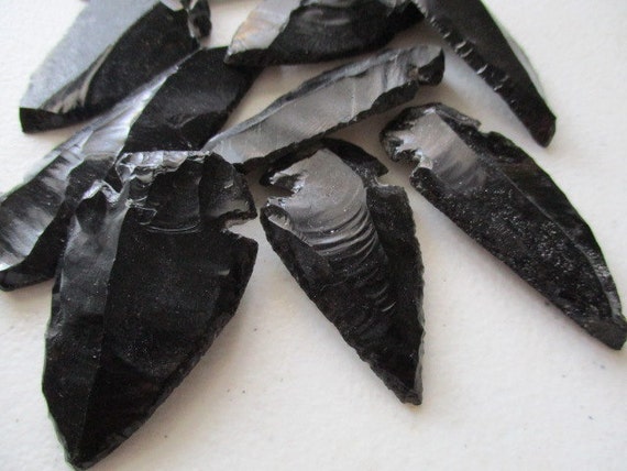 Huge Hand Knapped Obsidian Arrowhead's Points 2 3 Inch