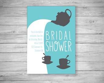 Tea Pot Bridal Shower Invitation - Set of 20 - Envelopes Included