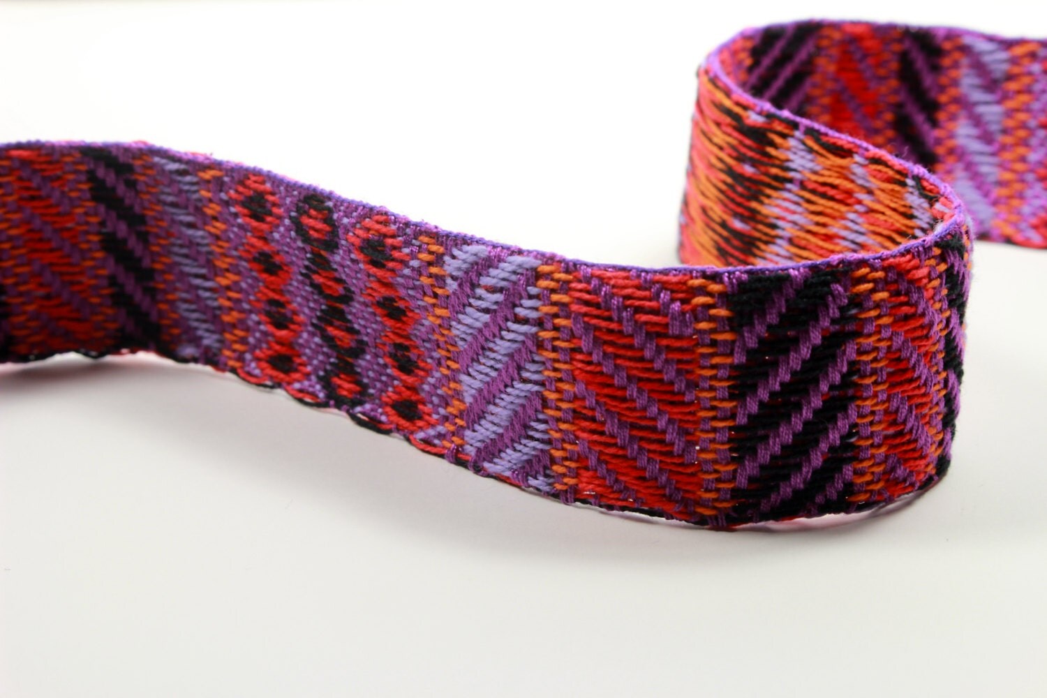 1 yard 1 1/4 Wide Purple Woven Trim Bohemian Geometric