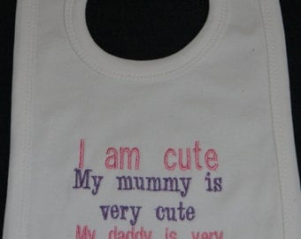 White Baby Bib - cute girl with lucky daddy!!