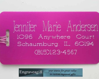 Personalized, 2, Metal Luggage Tag, Travel ID Tag, Custom Engraved