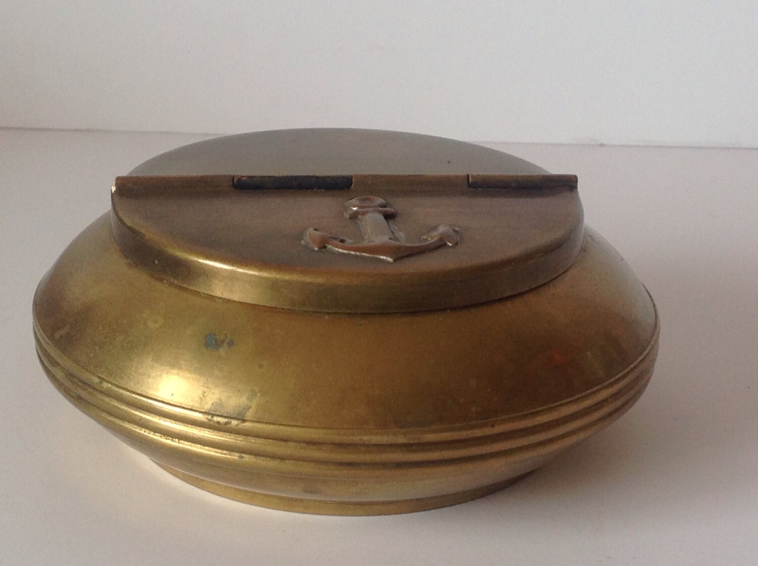 Vintage Brass Ashtray with Anchor Motif. Retro by FadoVintage
