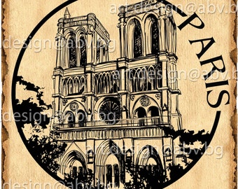 Vector PARIS, Notre Dame, AI, eps, pdf, png, svg, dxf, jpg Image Graphic Digital Download Artwork, coupons