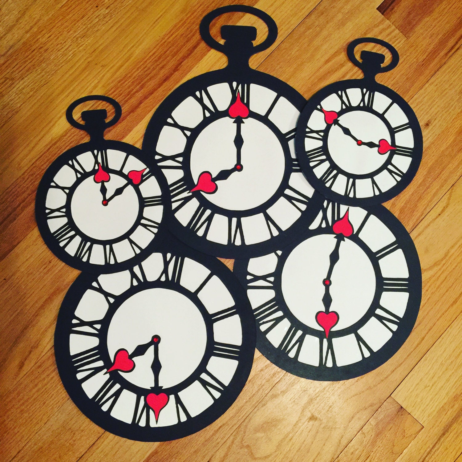 5 pc Set Alice in Wonderland Pocket Watch Party by ALoftyCraft