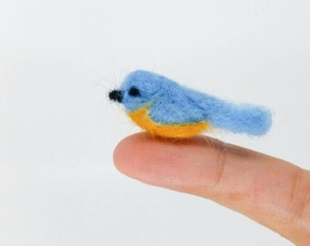 Miniature Eastern Bluebird, needle felted sculpture, made to order
