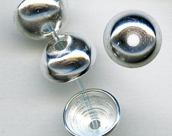 Silver plated smooth beadcap 6mm pkg of 20. b9-0914(e)