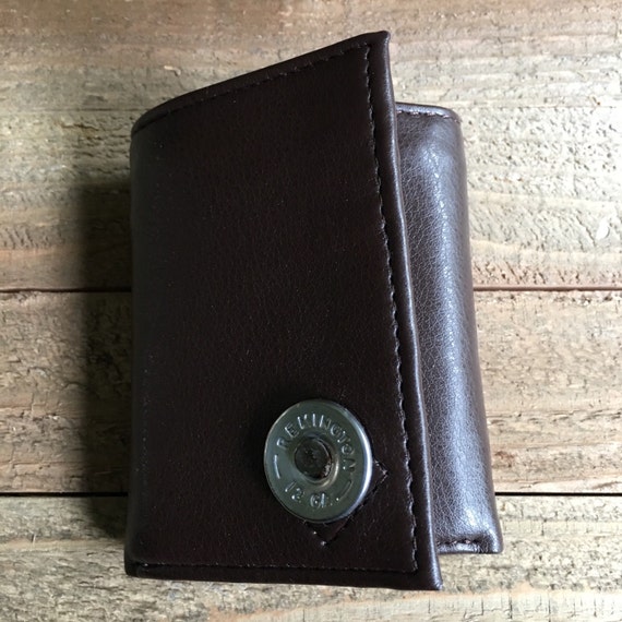 Mens brown leather trifold wallet nickel by RusticBackwoodsCharm
