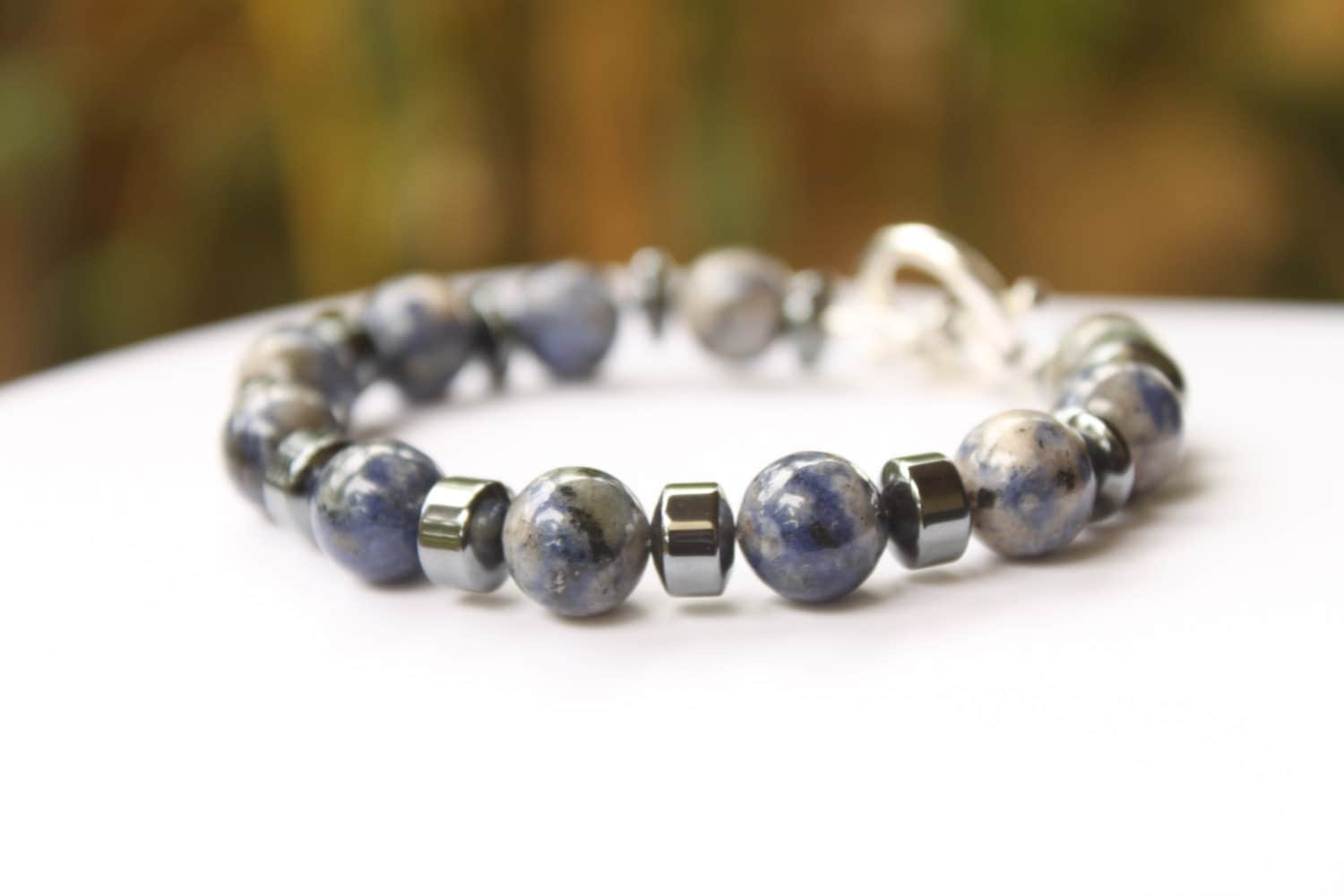 Mens Blue Sodalite Bracelet Men's Beaded Bracelet