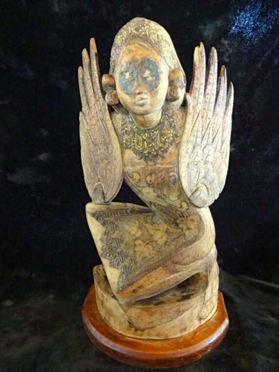 Rare Balinese  Wood Vintage Sculpture  Woman Dancer by 