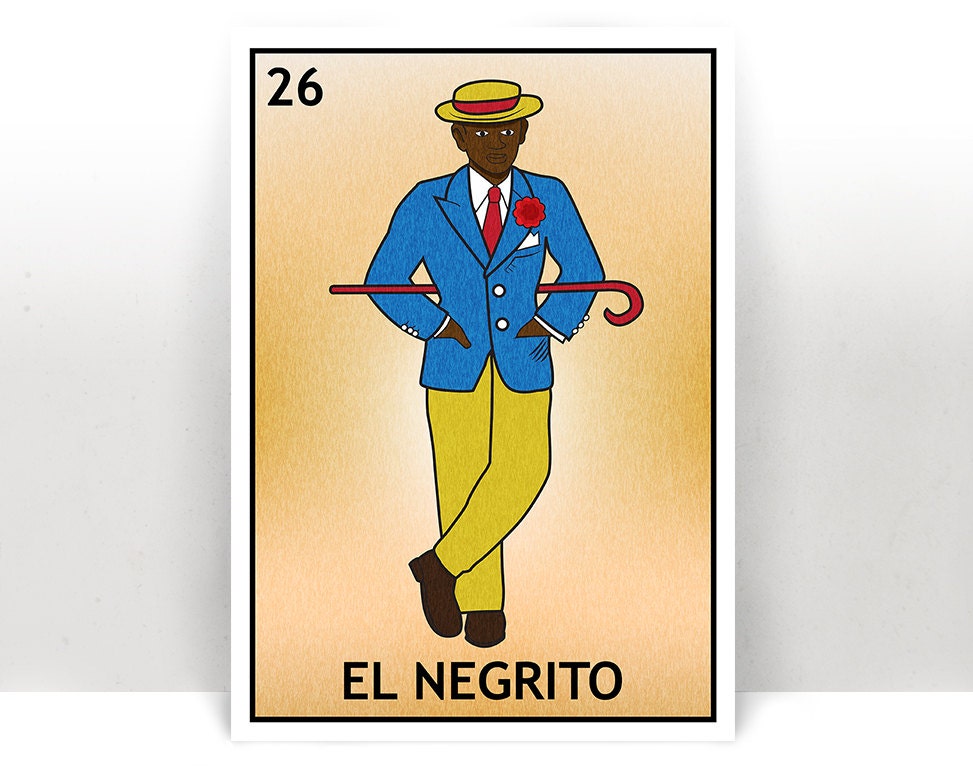 El Negrito Lotería Mexican Bingo Art Print by PrintableAndAwesome