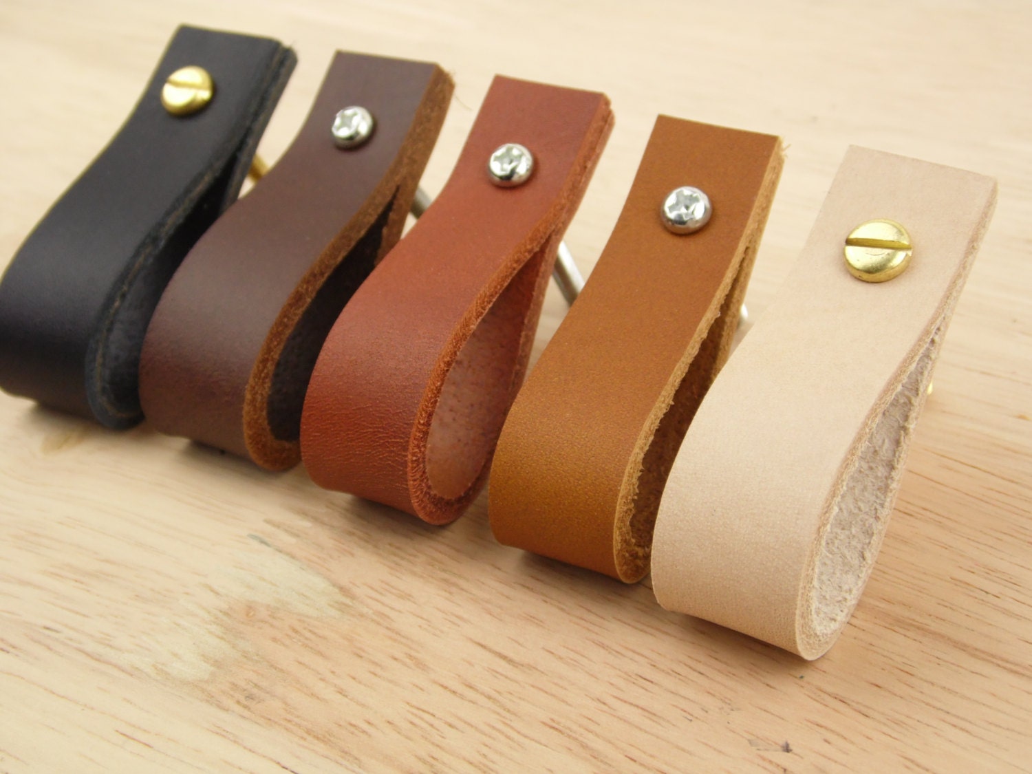 Genuine Leather Drawer Pulls / Leather Drawer Pulls by BengjyMinu