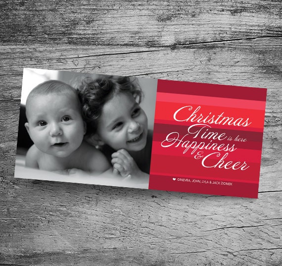 Holiday Photo Card - Digital File - 5x7 Photo Christmas Card - Printable PDF or JPEG File - Printable Christmas Cards -Family Photo Card Il_570xn