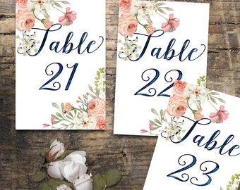 Wedding Table Numbers 20-30, Printable Table Numbers, rustic table number, flower table numbers, Wedding Printable, Wedding table Sign,