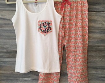 Monogrammed Pajama Set, Bridesmaid Pajamas, Bridesmaid PJs, Bridesmaid Pajama Set, Pajama Set, Bridesmaid