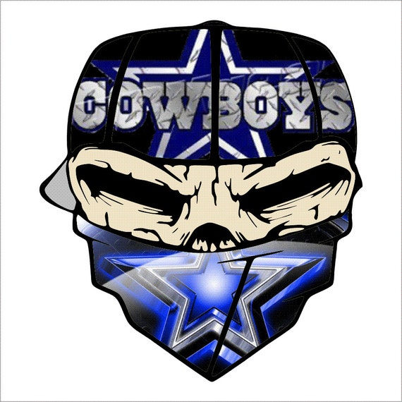 Dallas Cowboys Bandanna Skull Vinyl Decal By Thekingofdecals