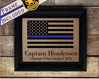 Personalized Police officer gifts, thin blue line, gifts for police officer, police academy graduation, police wife, policeman (pol323-3)