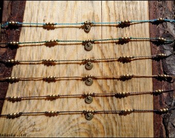 Delicate macrame Elves tiara with brass beads and brass spiral