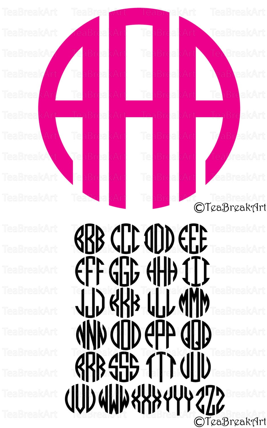 Download Circle Alphabet Monogram 3 letters SVG EPS JPG Digital