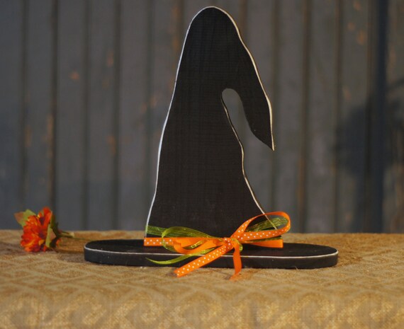 Rustic Halloween Witch Hat Shelf Sitter Primitive By Gftwoodcraft 2502