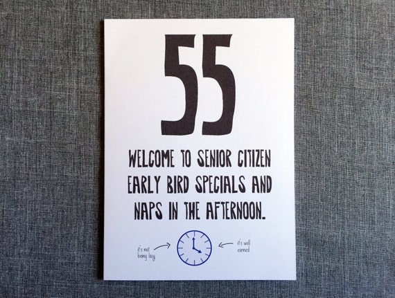 Funny 55th Birthday Card // 55th Birthday Card by NoCoastPaperCo