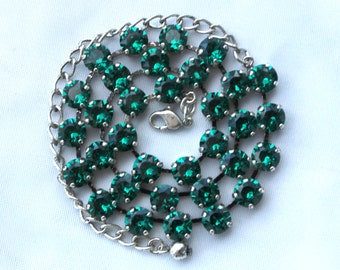 May Birthstone Necklace - 8mm Green Emerald Swarovski Crystal Necklace