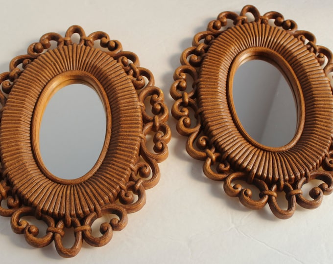 Oval Wall Mirrors, Set of Two, Vintage Homco