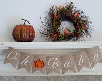 Fall Baby Shower Banner, Pumpkins Gender Reveal Banner, Oh Baby Banner, Autumn Baby Shower Decor, B353