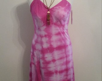 Dye4Me Collection Tie Dyed Slip Dress, Pinks, Vintage Slip, Size 34 Bust, #58756