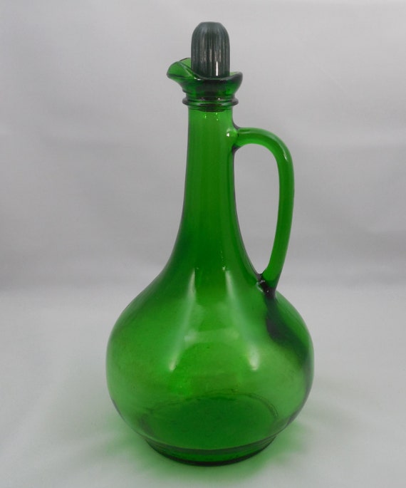 Green Wine Bottle 12 with Stopper Vintage Wine by ShellyisVintage