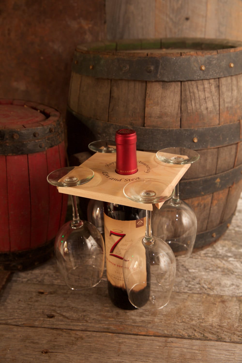 Wine Caddy Wooden Wine Glass Holder Personalized by ...