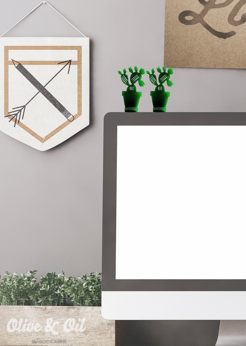 Computer screen decoration Teen room decor Cactus cool and