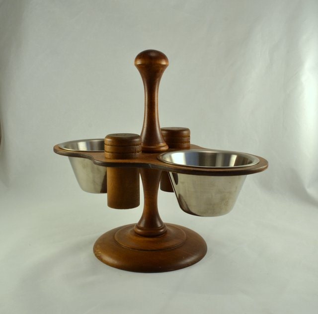 Revolving Condiment Caddy Dansk Teak Wood Salad Dressing