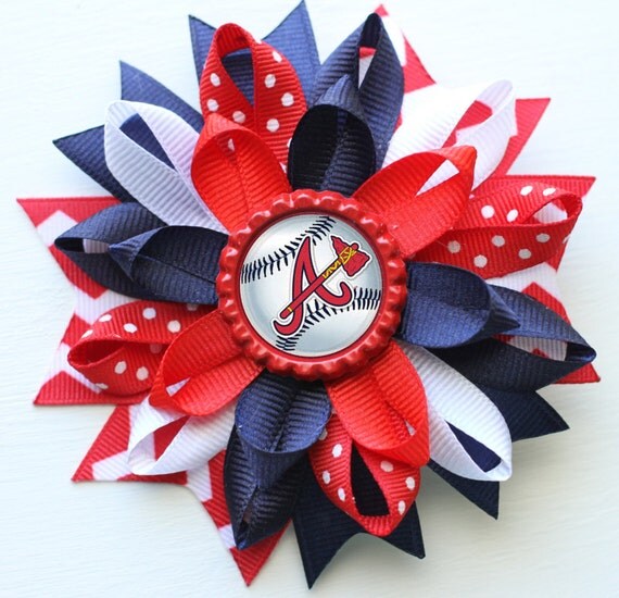 Atlanta Braves Hair Bow Atlanta Braves by MaddieHatterBowtique