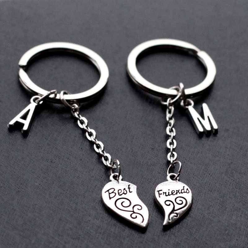 Best Friends Keychain initials friendship Keychain by birdshome