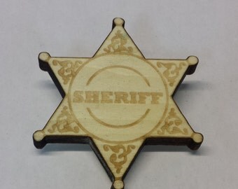 Wooden Engraved Toy Sheriff Badge - Personalize It!
