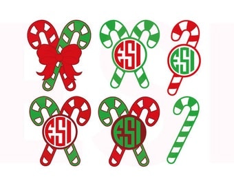 Candy cane svg, Candy Cane Monogram svg, Christmas svg files, SVG, DXF, EPS, for use with Silhouette Studio and Cricut Design Space.