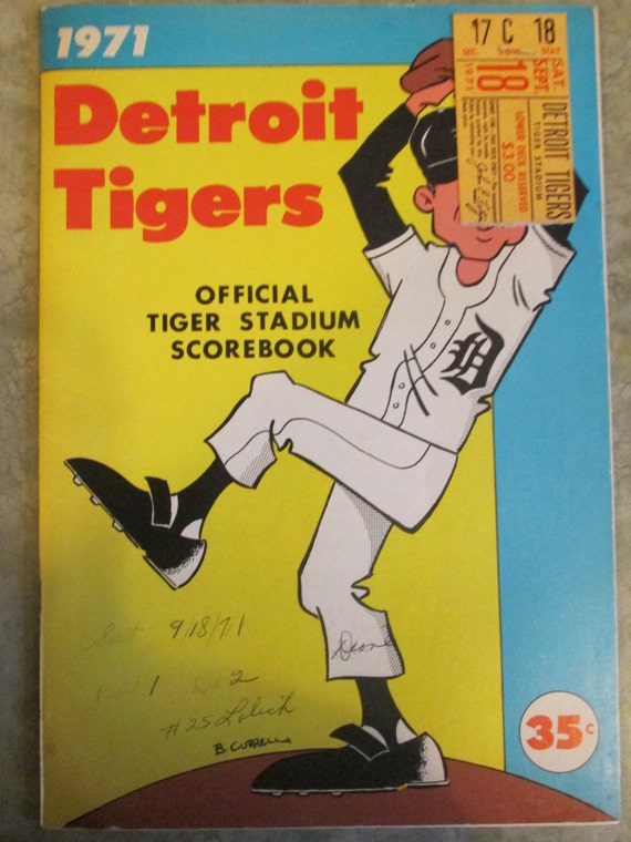 Vintage 1971 Detroit Tigers Official Scorebook Detroit Vs.